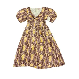 CIEBON Allicent Twist Front Puff Sleeve Midi Dress Size Medium Cutout Beaded thumbnail 4