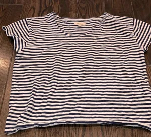 Madewell navy blue and white striped knit top size small cotton fabric thumbnail 1