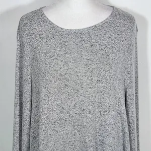Old Navy Gray Knee-Length Swing Dress Size Large Gray Long Sleeve Knit Dress thumbnail 3