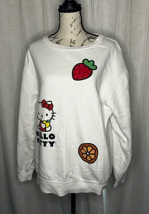 Sanrio Hello Kitty White Sweatshirt with Fruit Prints thumbnail 1
