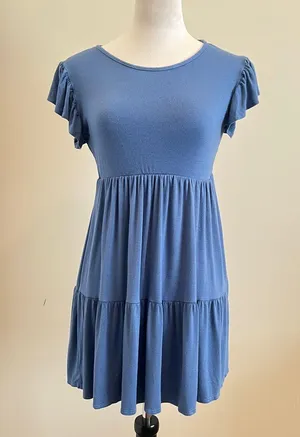 Olivia Rae Blue Flutter Sleeve Tiered Mini Dress thumbnail 3