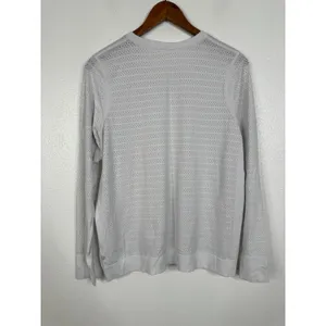 Lululemon White Perforated Mesh Long Sleeve Active Top Womens Size 10 Large thumbnail 2