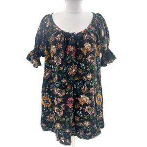 Natural Life Sienna Cotton Gauze Mini Floral Black‎ Dress XS/S thumbnail 5