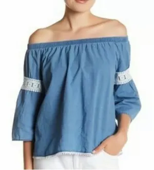 🔥🔥5 for $25🔥🔥 Joes jeans denim chambray off the shoulder blouse thumbnail 1