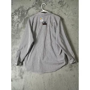 Vintage Noah’s Ark Embroidered Striped Button Down Shirt Whimsical Large thumbnail 3