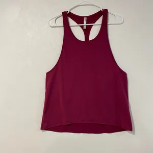 Fabletics Racerback Tank Top Medium Berry Burgundy Open Back Activewear thumbnail 3