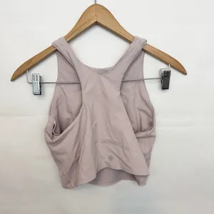 Athleta Crop Top Sports Bra blush pink racer back Small thumbnail 3