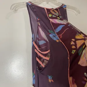 NEW! Free People Dream free wine floral swing tunic dress top size small thumbnail 7