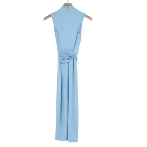 Lulus Kamara Midi Dress Womens XS Light Blue Lined Mesh Cutout Knotted Mock Neck thumbnail 8