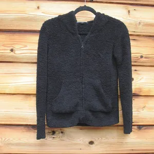 Barefoot Dreams Black Bamboo Lite Zip Hoodie Jacket thumbnail 3
