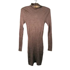 Abercrombie Mock Neck Knit Midi Sweater Dress Small Brown Fall Old Money Minimal thumbnail 2