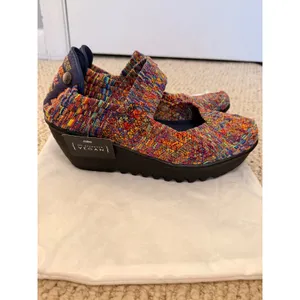 Boho Multicolor Woven Mary Jane Platform Wedge Shoes EU 39 Colorful Eclectic thumbnail 2