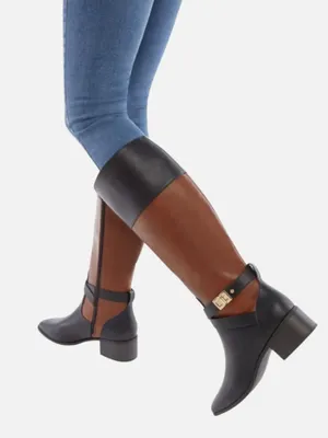 Just Fab Black and Tan Winnie Block Heel Boots | Women | Size 6.5 NWOB thumbnail 1