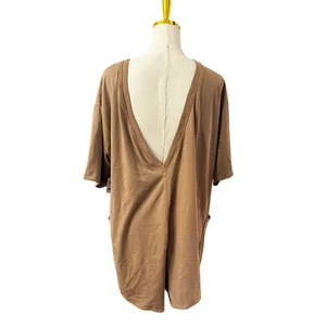 Free People Movement Hot Shot Tee Romper Oversized Mocha Latte One Piece NWT Med thumbnail 2