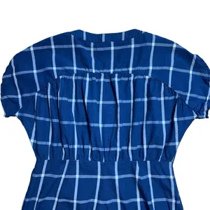 Zara trf Dark Blue Windowpane Cotton Mini Dress Women’s US M thumbnail 7