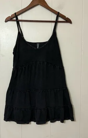 By Anthropologie Charcoal Washed Tiered Cami Tank Top Size S Boho Babydoll thumbnail 1
