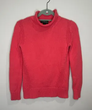 J Crew Always XXS Pink Roll Neck Oarsman Fisherman Knit Sweater Cotton Bl Cozy thumbnail 1