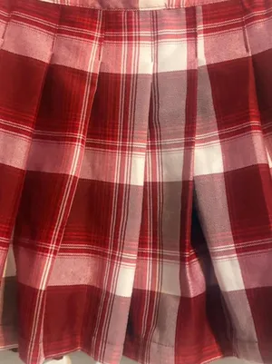 Jessica Simpson red and white plaid pleated mini skirt Sz M. thumbnail 2