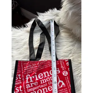Red and White Lululemon Tote Bag with Black Handles thumbnail 4