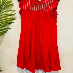 Red Ruffled Women's Dress thumbnail 6