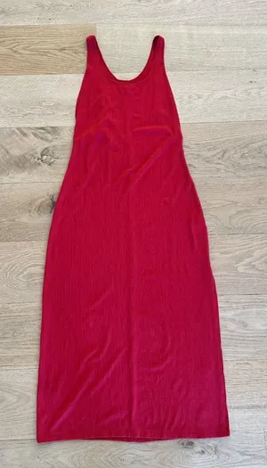 Reformation - Ribbed Tank Midi Dress with Slit in Red thumbnail 1