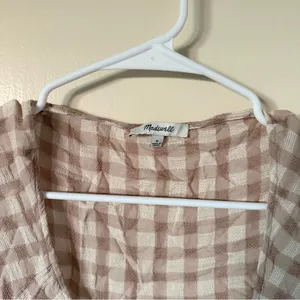 Madewell Beige Check Tie-Front Blouse thumbnail 2