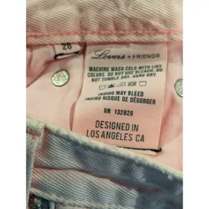 Lovers + Friends Jack High Rise‎ Distressed Denim Shorts Pink Amalfi Size 28 thumbnail 5