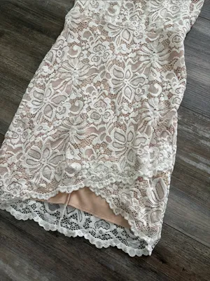 Lucy in the Sky White Beige Lace Backless Mini Dress Small thumbnail 2