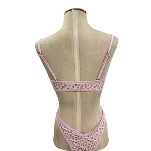 Strawberry Milk Mob Ginger‎ Bread Bikini Set Floral Gingham Pink Size Small thumbnail 9