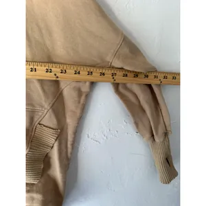 Bucket List Hoodie Womens Small Tan Pullover‎ Snap Neck Ribbed Hem Thumbholes thumbnail 7