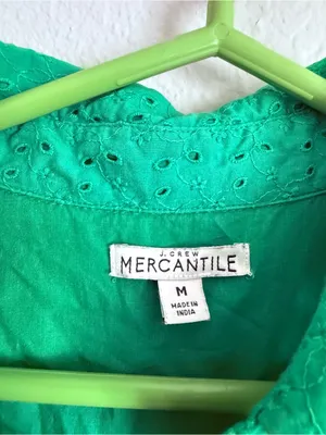 J. Crew Mercantile 100% Cotton Eyelet Collared Tie-Front Dress Size Med thumbnail 5