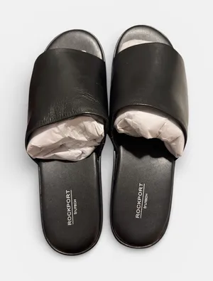 Rockport Women’s Black‎ leather Slide Sandals size 11 thumbnail 1