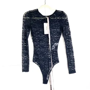 HOUSE OF CB Carmine Sheer Black Lace Long Sleeve Bodysuit XS NWT thumbnail 3