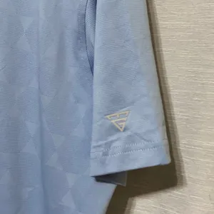 MAELREG Performance Polo Light Blue Geometric Jacquard UPF 30+ Mens Large NEW thumbnail 5