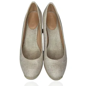 J. Crew Women's 8.5 Seville Espadrille Slip On Wedges Heels Gold Metallic Beachy thumbnail 5