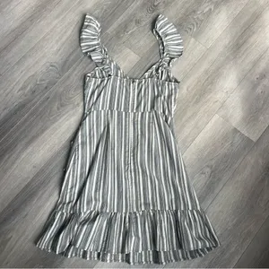 Altar'd State Green Striped Ruffle Sleeveless Mini Dress, Size M thumbnail 6