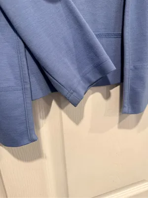 L.L.Bean Size L Blue Open Front Cardigan Supima Cotton Pima Knit Long Sleeve Top thumbnail 3