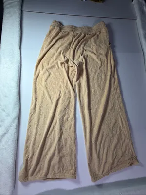 aerie Beige Wide-Leg Cozy Track Pants with smiley faces embossed thumbnail 8