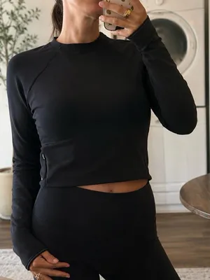 Lululemon Black Mock Neck Long Sleeve Pullover Top thumbnail 1