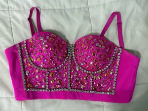 Lydia USA bedazzled crop top Pink thumbnail 1