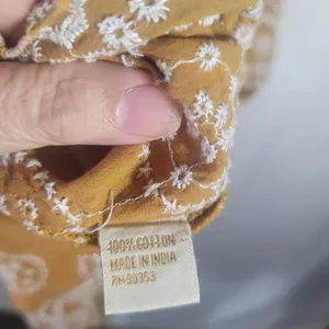 Rebellion Rebellious One Boho Embroidered Cotton Smocked Maxi Dress Mustard Yellow Jr M thumbnail 5
