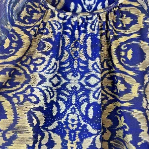 Chico's 2 large chicos Shirt Blue Aztec Bohemian sheer rhinestones festival thumbnail 3