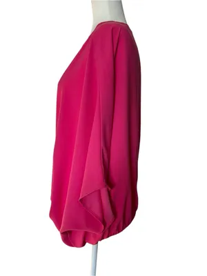 Trina Turk Coraline Hot Pink Barbiecore Blouson Sleeve Tunic Top M thumbnail 4