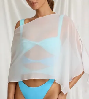 Oh Polly Sheer White Poncho thumbnail 1