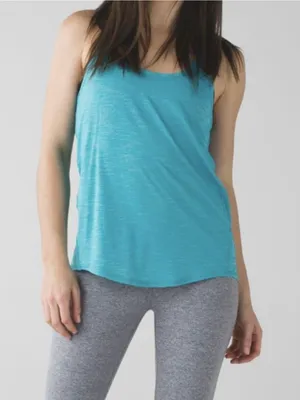 lululemon Salute the Sun Blue Racerback Tank Heathered Peacock Active Top thumbnail 4