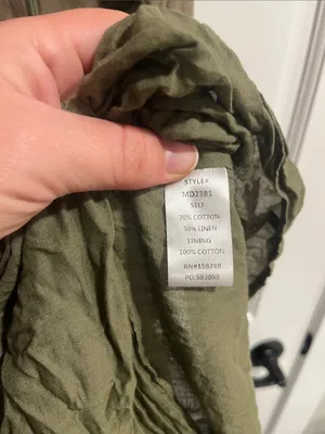MABLE Cotton Open Front Twist Midi Dress In Olive Size Medium thumbnail 7
