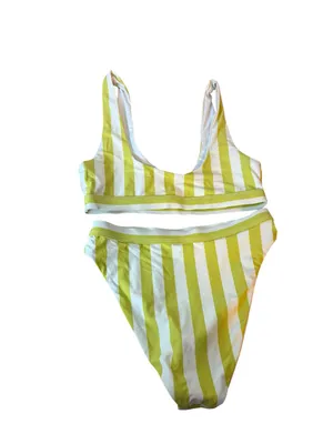 NWOT Dippin’ Daisy’s Yellow Striped High Waisted Bikini Set thumbnail 2