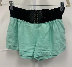 Y2K Bebe Low Rise Mint‎ Green Shorts wth Corset Lace-Up Waist Linen Medium thumbnail 1