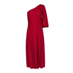 Reformation Dress Sz 2 Red One Shoulder Midi Formal Cocktail Party Wedding Guest thumbnail 3