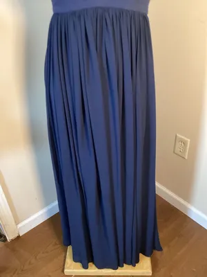 Dress The Population Bridal Navy Blue Sleeveless V-Neck Chiffon A-Line Gown thumbnail 3